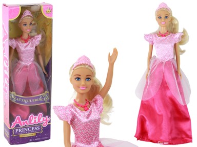 Lutka Anlily Princeza, tiara, ružičasta haljina