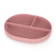 PETITE&MARS Tanjr s odjeljcima i vakuumom DUSTY ROSE, silikonski, ovalni