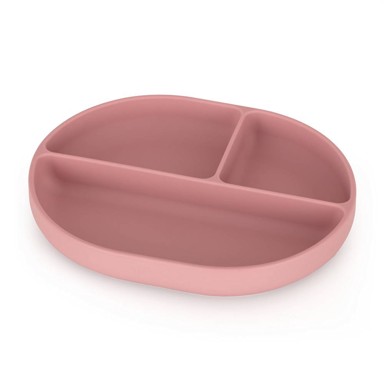 PETITE&MARS Tanjr s odjeljcima i vakuumom DUSTY ROSE, silikonski, ovalni