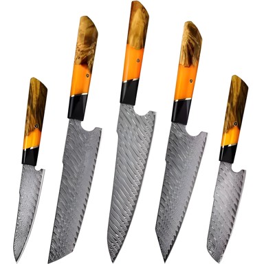 Set damaščanskih kuhinjskih noževa KU-38063, narančasti