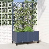 Vrtna saksija s rešetkom i kotačima 80x40x146 cm, plavo-siva