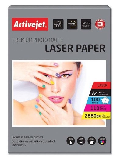 ACTIVEJET Foto papir A4, Laser Mat 110 g, 100/1