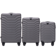 WINGS Set kofera PEAFOWL, 3 kom (V, M, S), ABS+, tamno siva