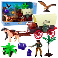 Set figura za igru s kaubojem i western kolima, smeđa  