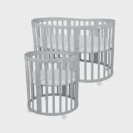 WALDIN Oval Krevetić 7U1 s madracemm sivi