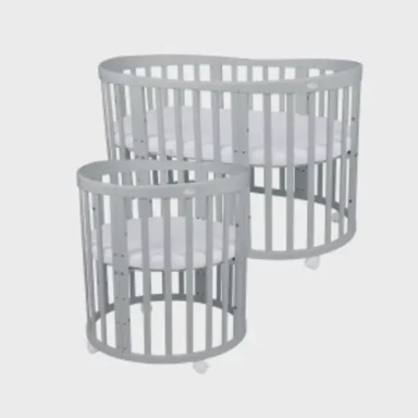 WALDIN Oval Krevetić 7U1 s madracemm sivi