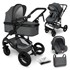 KIDUKU Kombinirana kolica 3u1, sivo-crna