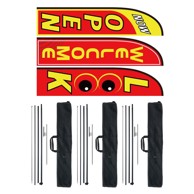 VEVOR Reklamna zastava Open Look Welcome 340x80 cm komplet od 3 komada