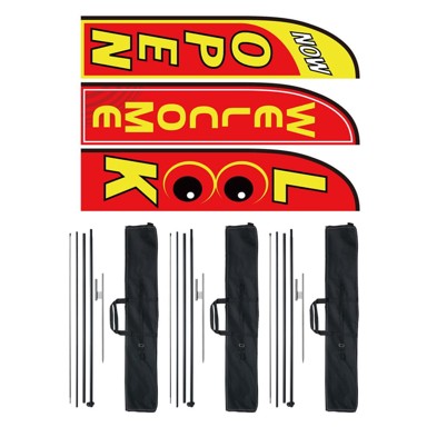 VEVOR Reklamna zastava Open Look Welcome 340x80 cm komplet od 3 komada