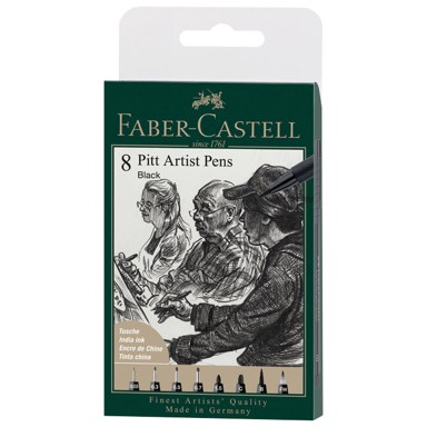 FABER-CASTELL Set Pitt Artist 167158, Black, 8 kom, blister