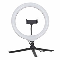 LIVEFY LED prstenasto svjetlo za selfie s RGB osvjetljenjem, držačem za telefon i Bluetooth daljinskim upravljačem, crna