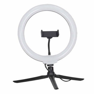 LIVEFY LED prstenasto svjetlo za selfie s RGB osvjetljenjem, držačem za telefon i Bluetooth daljinskim upravljačem, crna
