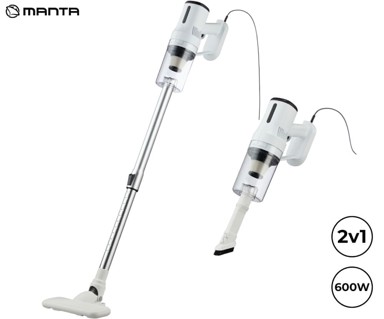 MANTA Štapni usisavač VC003WH, 2u1, 600 W, posuda 1 L, 2 nastavka + pribor, bijela