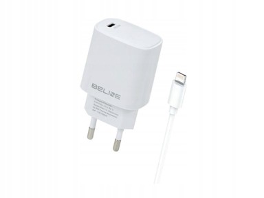 BELINE Kućni punjač BLNCW20L, 20W, PD3.0, USB-C, Lightning kabel, bijeli