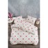 MILA HOME Posteljina Mini Hearts 200x220 cm za bračni/produženi krevet od renforce pamuka s uključenom plahtom 4-dijelna krem