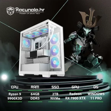 Gaming stolno računalo Samurai Premium LimitedEd., AMD Ryzen 9 9900X3D, 64 GB DDR5, 2 TB SSD, Radeon RX 7900 XTX 24 GB, Windows 11 Pro