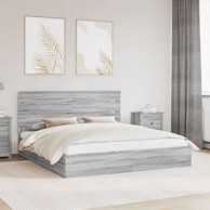 Krevet sa spremištem siva sonoma 180 x 200 cm, konstruirano drvo