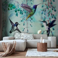 Tapeta Flying Hummingbirds, zelena, 350x256 cm, standard