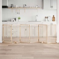 Vrata za pse s vratašcima 6 panela sklopiva 300 cm drvo topole 50 x 90 x 2 cm, prirodna