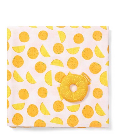 BABYONO Swaddles tetra pelene za povijanje, zvečka, Naranča