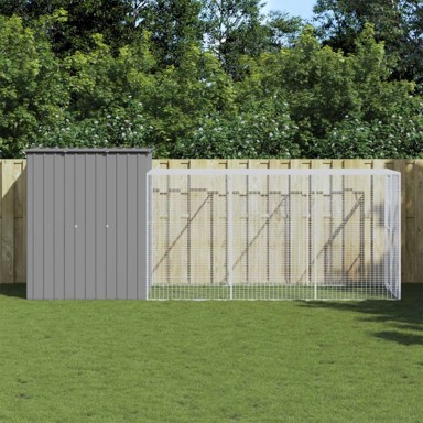 Kavez za kokoši s igralištem, svjetlosiva, čelični, 165×455×181 cm