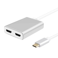 HELOS Razdjelnik USB-C na 2× HDMI, PREMIUM, rezolucija 4K, srebrna