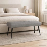 Klupa s gumbastim tkanjem 110 x 40 x 46 cm, baršun, svjetlosiva