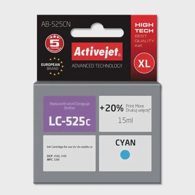 ACTIVEJET Tinta za pisač AB-525CN, zamjena za Brother LC525C, supreme, 15 ml, cijan