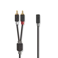 NEDIS Stereo audio kabel 2 × RCA muški – 3,5 mm ženski, 0,2 m, antracitni, pozlaćeni