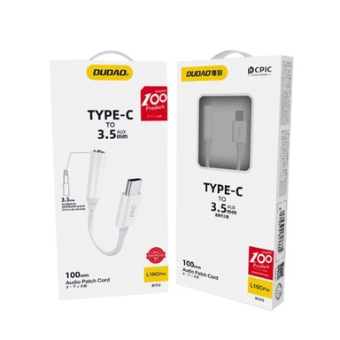 DUDAO Audio adapter USB-C na 3,5 mm, bijela