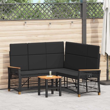 Vrtni set sofe za opuštanje, 164 x 164 x 112 cm, poliratan, crna