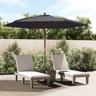 Vrtni suncobran s drvenim stupom 299 x 240 cm, crna