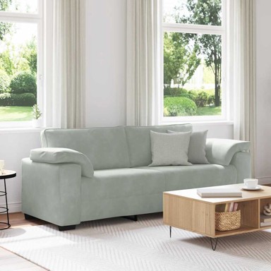 Trosjed sofa 220 x 77 x 82 cm, baršun, svijetlosiva