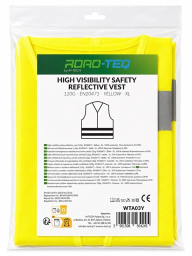 ROAD-TEQ Reflektirajući sigurnosni prsluk, veličina XL WTA03YROAD-TEQ reflective safety vest, size XL WTA03Y, žuti