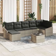 Set vrtnih sofa s jastučićima, poliratan, sivi