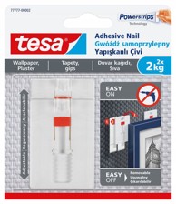 TESA Ljepljivi čavao, podesiva vješalica do 2 kg za tapete i žbuku, 2 kom.
