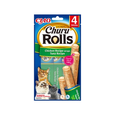 CIAO Poslastica za mačke Churu Rolls, piletina i tuna, 4x10 g