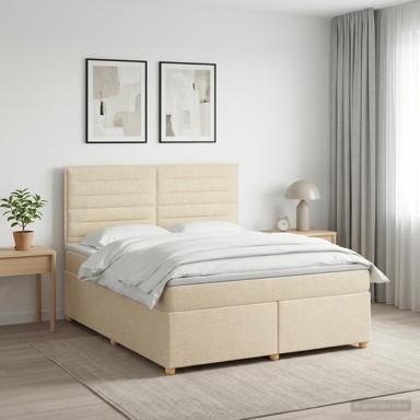 Boxspring krevet s madracem 180 x 200 cm, tkanina, krem