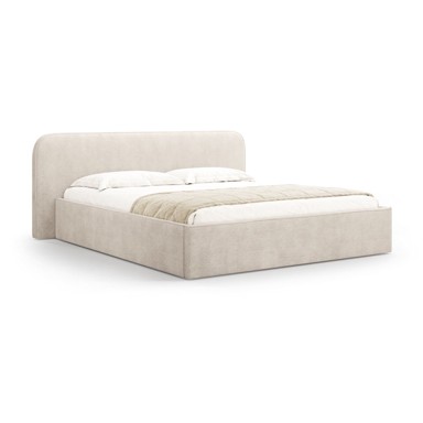 MICADONI Tapecirani bračni krevet Elizabeth s podnicom i prostorom za odlaganje 140x200 cm, bež