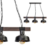 Visilica FARO 3xE27, crna-drvo