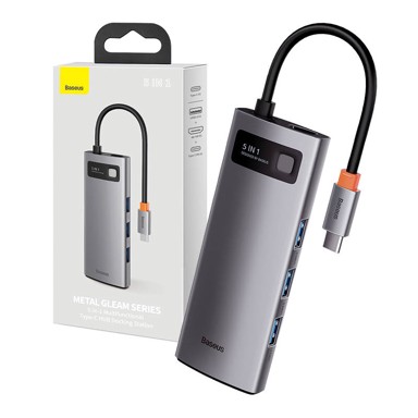 BASEUS Hub adapter 5u1 Metal Gleam Series, USB-C na 3x USB 3.0 + HDMI + USB-C PD