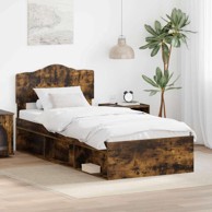 Okvir za krevet s uzglavljem 90 x 200 cm, dimljeni hrast