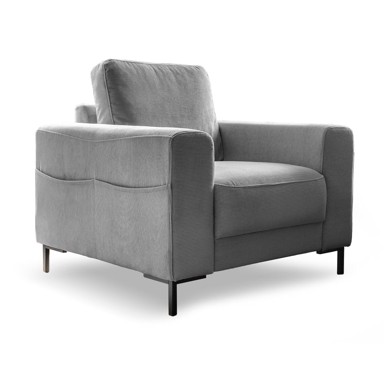 MIUFORM Siva fotelja od samta Lofty Lilly, 95x90x82 cm