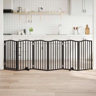 Vrata za pse s vratašcima 6 panela sklopiva 300 cm drvo topole 50 x 90 x 2 cm, crna