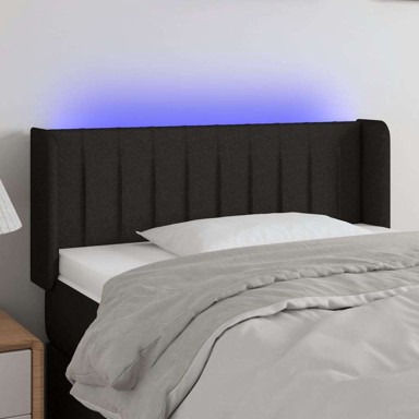 LED uzglavlje 93 x 16 x 78/88 cm od tkanine, crno