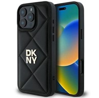 DKNY Quilted Stack Logo maskica za iPhone 16 Pro, crna