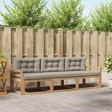 Set vanjskih sofa, 3 kom, poliester, bijelo-svjetlosiva