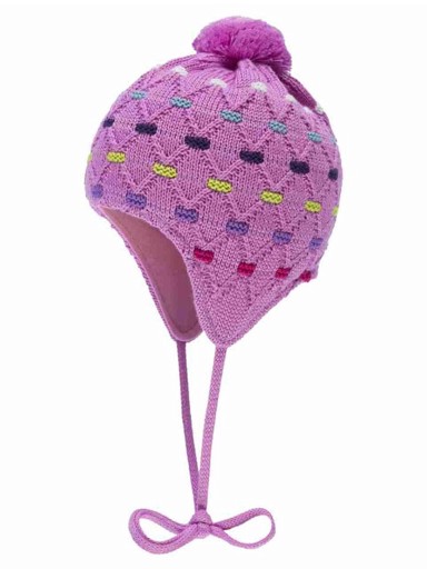 Doll Djevojačka kapa s pompomom, vezana, Döll, ružičasta