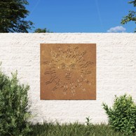 Vrtni zidni ukras 55 x 55 cm od čelika COR-TEN s uzorkom sunca