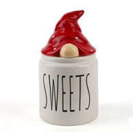 Keramička posuda s poklopcem Gnom sweets 20 cm, crvena/bijela